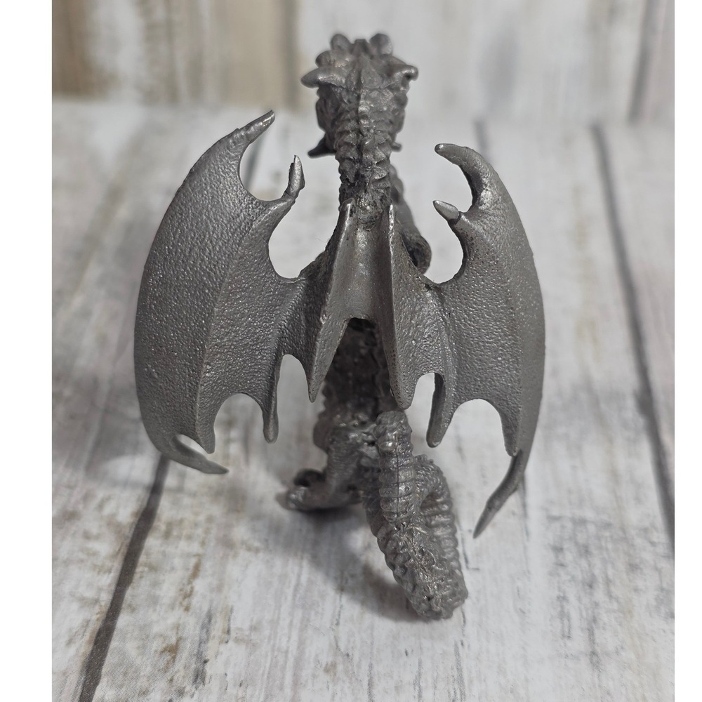 Vintage Pewter Dragon Figurine Miniature Mythical Fantasy Collectible 2.25 Inch - Picture 6 of 8